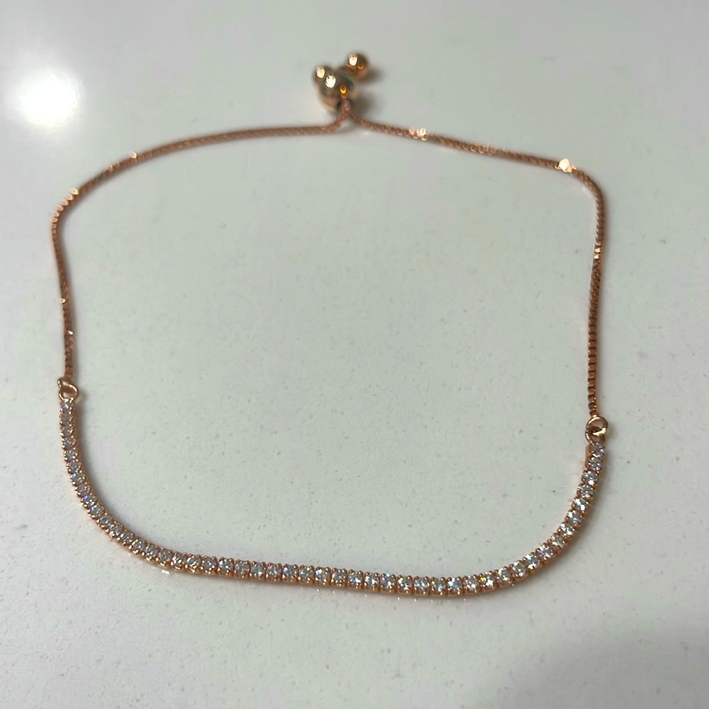 Elegant Adjustable Rose Gold Bracelet with Crystal Accents